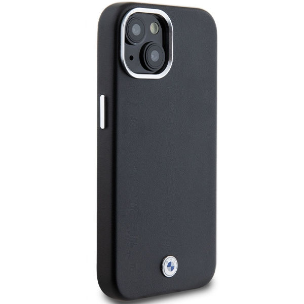 BMW - Leather Signature Wrapped Metal MagSafe (BMHMP15S23PUFWK) - iPhone 15 - Black