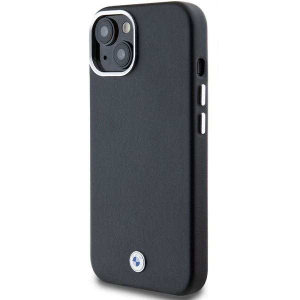 BMW - Leather Signature Wrapped Metal MagSafe (BMHMP15S23PUFWK) - iPhone 15 - Black