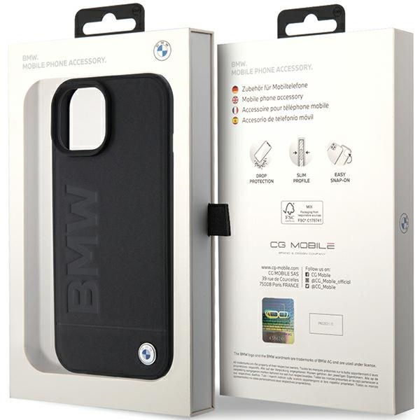 BMW - Natural Leather Hot Stamp (BMHCP15SSLLBK) - iPhone 15 - Black