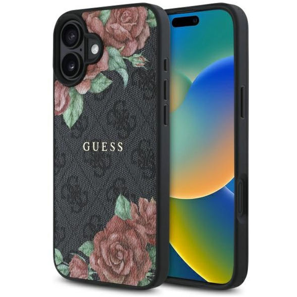 Guess - Hardcase 4G Flower Print MagSafe (GUHMP16SP4ROPEMCK) - iPhone 16 - Black
