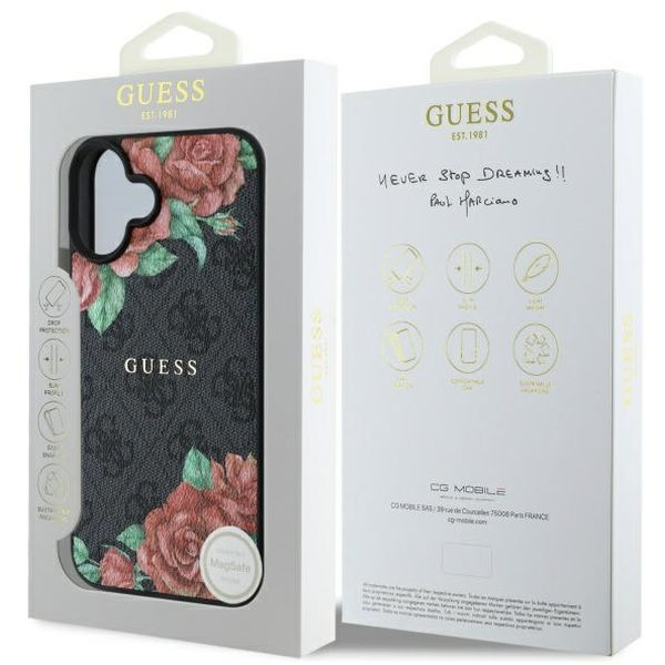 Guess - Hardcase 4G Flower Print MagSafe (GUHMP16SP4ROPEMCK) - iPhone 16 - Black