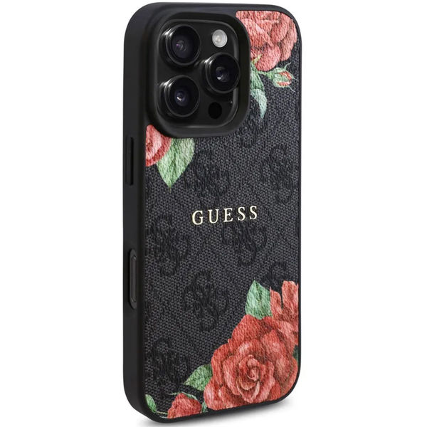 Guess - Hardcase 4G Flower Print MagSafe (GUHMP16LP4ROPEMCK) - iPhone 16 Pro - Black