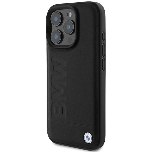 BMW - Natural Leather Hot Stamp (BMHCP16LSLLBK) - iPhone 16 Pro - Black