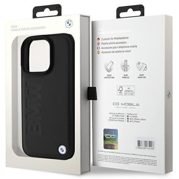 BMW - Natural Leather Hot Stamp (BMHCP16LSLLBK) - iPhone 16 Pro - Black