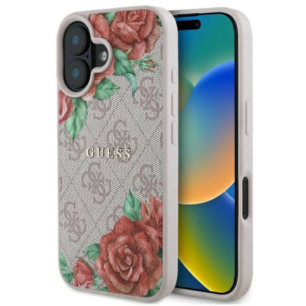Guess - Hardcase 4G Flower Print MagSafe (GUHMP16SP4ROPEMCP) - iPhone 16 - Pink