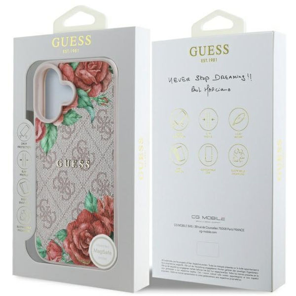 Guess - Hardcase 4G Flower Print MagSafe (GUHMP16SP4ROPEMCP) - iPhone 16 - Pink