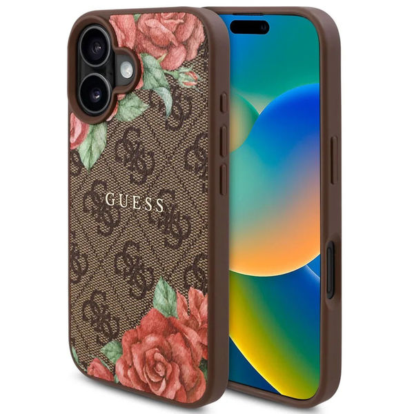 Guess - Hardcase 4G Flower Print MagSafe (GUHMP16SP4ROPEMCW) - iPhone 16 - Brown