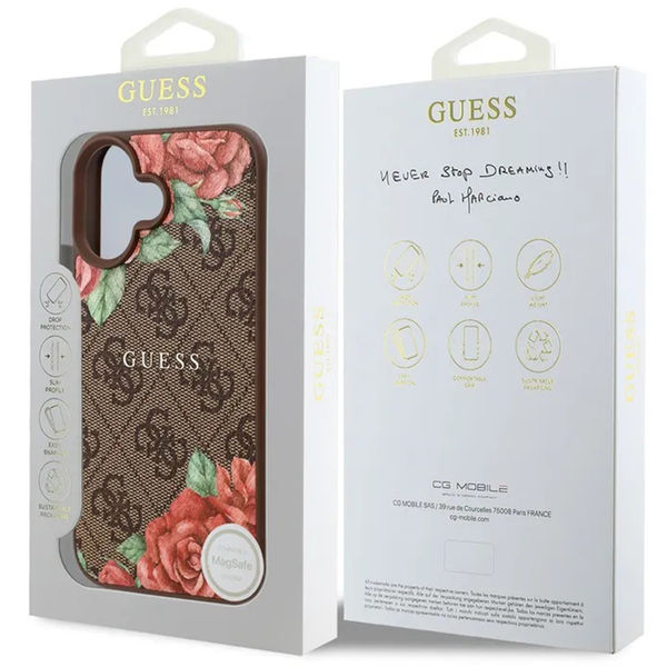 Guess - Hardcase 4G Flower Print MagSafe (GUHMP16SP4ROPEMCW) - iPhone 16 - Brown