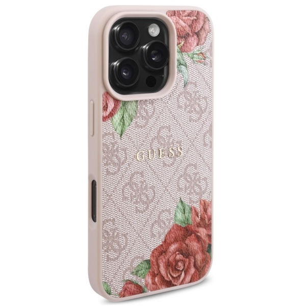 Guess - Hardcase 4G Flower Print MagSafe (GUHMP16LP4ROPEMCP) - iPhone 16 Pro - Pink