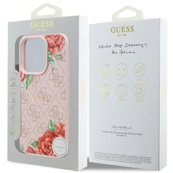 Guess - Hardcase 4G Flower Print MagSafe (GUHMP16LP4ROPEMCP) - iPhone 16 Pro - Pink