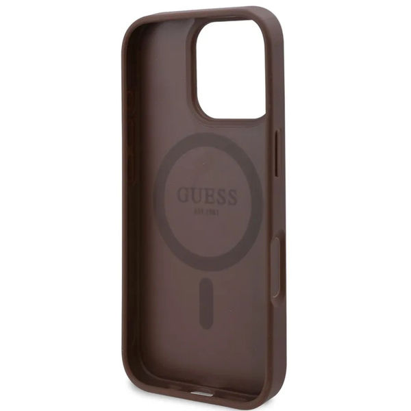Guess - Hardcase 4G Flower Print MagSafe (GUHMP16LP4ROPEMCW) - iPhone 16 Pro - Brown