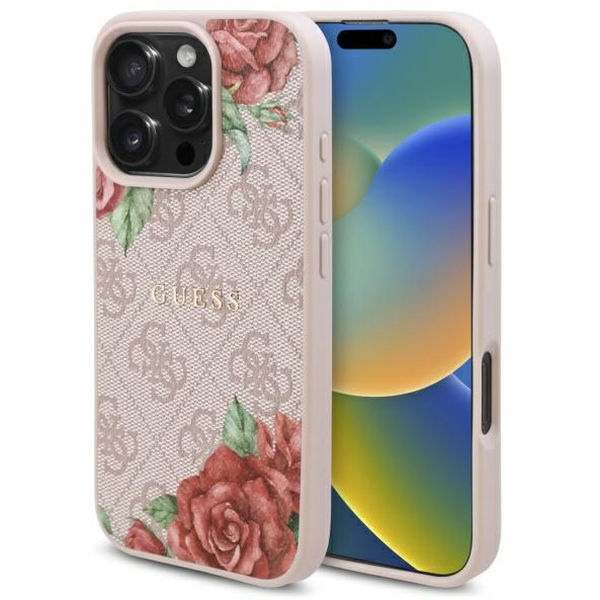 Guess - Hardcase 4G Flower Print MagSafe (GUHMP16XP4ROPEMCP) - iPhone 16 Pro Max - Pink