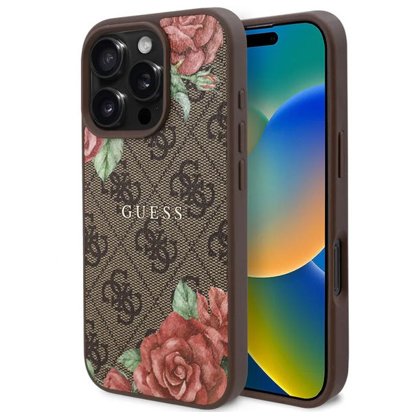 Guess - Hardcase 4G Flower Print MagSafe (GUHMP16XP4ROPEMCW) - iPhone 16 Pro Max - Brown