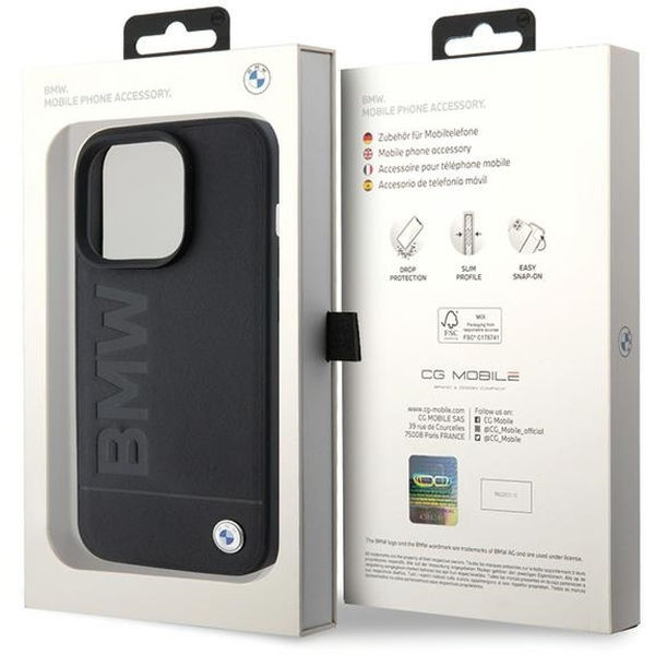 BMW - Natural MagSafe Leather Hot Stamp (BMHMP15LSLLBK) - iPhone 15 Pro - Black