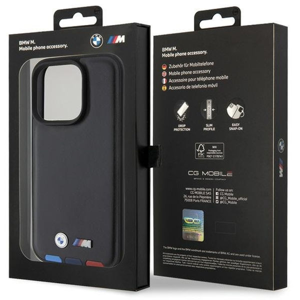 BMW - Leather Stamp Tricolor (BMHCP15L22PTDK) - iPhone 15 Pro - Black