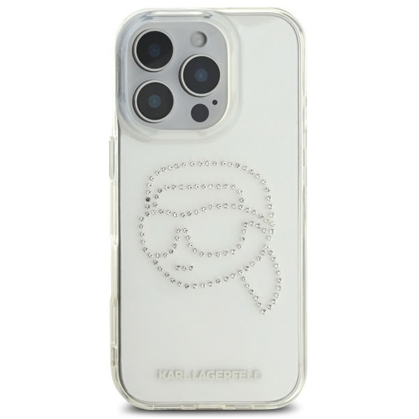 Karl Lagerfeld - IML Rhinestones (KLHCP16XHKHDCELT) - iPhone 16 Pro Max - Transparent Karl Head