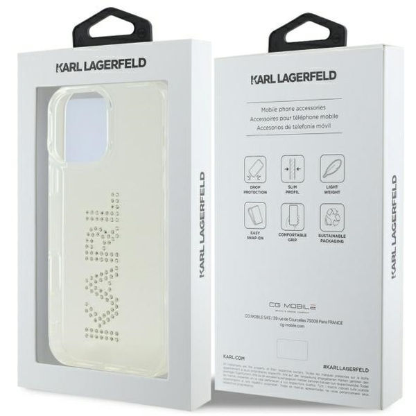 Karl Lagerfeld - IML Rhinestones (KLHCP16XHKLSTDCT) - iPhone 16 Pro Max - Transparent Logo