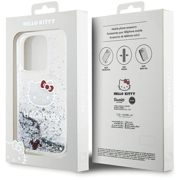 Hello Kitty - Hardcase Liquid Glitter Charms Kitty Head (HKHCP13LLIKHET) - iPhone 13 Pro - Silver