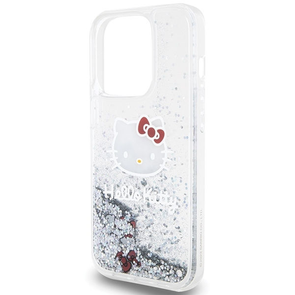 Hello Kitty - Hardcase Liquid Glitter Charms Kitty Head (HKHCP15LLIKHET) - iPhone 15 Pro - Silver