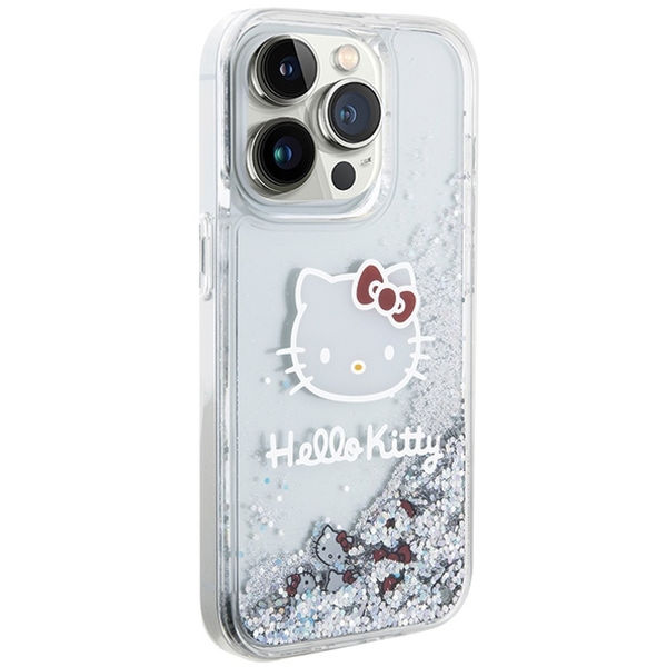 Hello Kitty - Hardcase Liquid Glitter Charms Kitty Head (HKHCP15LLIKHET) - iPhone 15 Pro - Silver