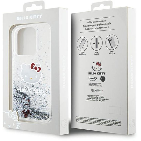 Hello Kitty - Hardcase Liquid Glitter Charms Kitty Head (HKHCP15LLIKHET) - iPhone 15 Pro - Silver