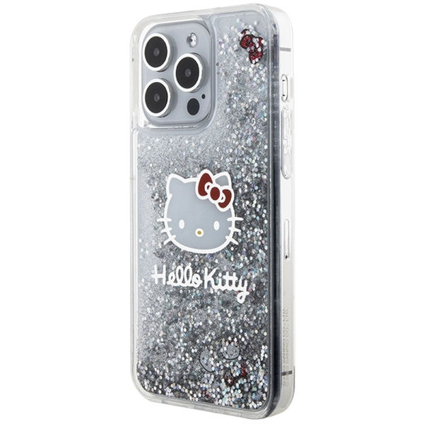 Hello Kitty - Hardcase Liquid Glitter Charms Kitty Head (HKHCP15XLIKHET) - iPhone 15 Pro Max - Silver