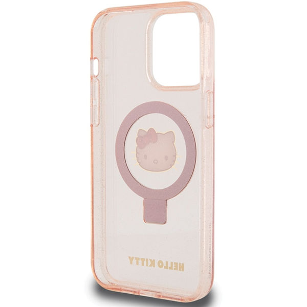 Hello Kitty - Hardcase Ring Stand Glitter Electrop Logo MagSafe (HKHMP15XHRSGEP) - iPhone 15 Pro Max - Pink