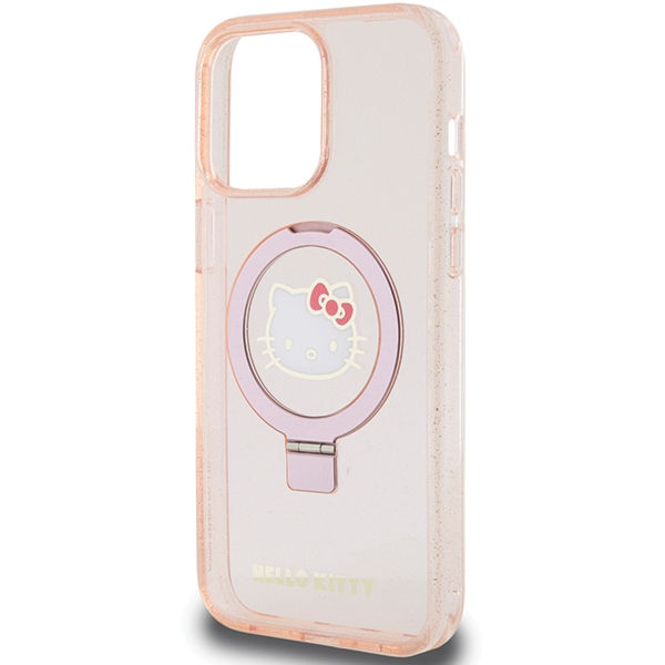 Hello Kitty - Hardcase Ring Stand Glitter Electrop Logo MagSafe (HKHMP15XHRSGEP) - iPhone 15 Pro Max - Pink