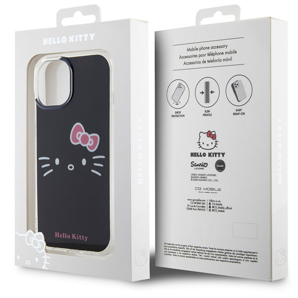 Hello Kitty - Hardcase IML Kitty Face (HKHCP15SHKHLK) - iPhone 15 - Black