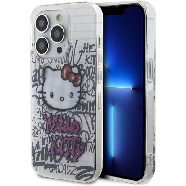 Hello Kitty - Hardcase IML Kitty On Bricks Graffiti (HKHCP15SHDGPHT) - iPhone 15 - White