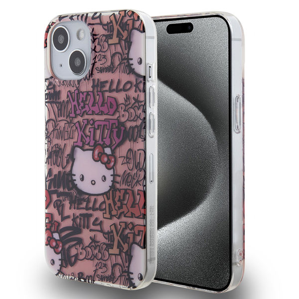 Hello Kitty - Hardcase IML Tags Graffiti (HKHCP15SHDGPTP) - iPhone 15 - Pink