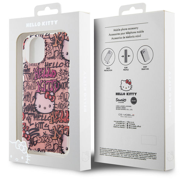 Hello Kitty - Hardcase IML Tags Graffiti (HKHCP15SHDGPTP) - iPhone 15 - Pink