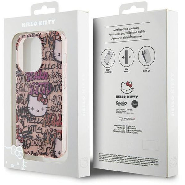 Hello Kitty - Hardcase IML Tags Graffiti (HKHCP15LHDGPTP) - iPhone 15 Pro - Pink