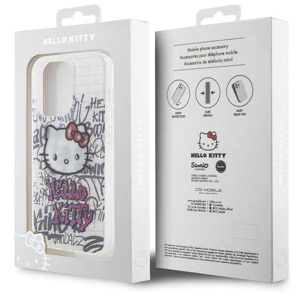 Hello Kitty - Hardcase IML Kitty On Bricks Graffiti (HKHCP15XHDGPHT) - iPhone 15 Pro Max - White