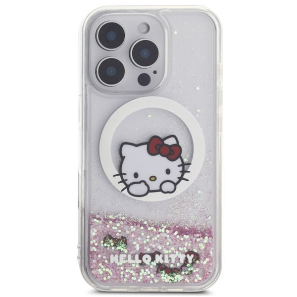 Hello Kitty - Hardcase Liquid Glitter Sweet Kitty Bows MagSafe (HKHMP16LLSWKH) - iPhone 16 Pro - White