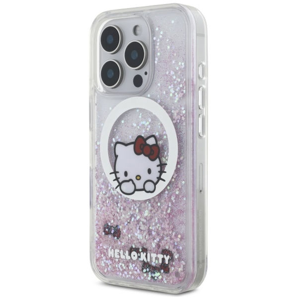 Hello Kitty - Hardcase Liquid Glitter Sweet Kitty Bows MagSafe (HKHMP16LLSWKH) - iPhone 16 Pro - White