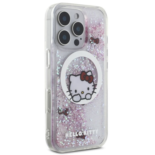 Hello Kitty - Hardcase Liquid Glitter Sweet Kitty Bows MagSafe (HKHMP16LLSWKH) - iPhone 16 Pro - White