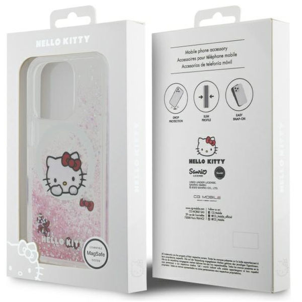 Hello Kitty - Hardcase Liquid Glitter Sweet Kitty Bows MagSafe (HKHMP16LLSWKH) - iPhone 16 Pro - White