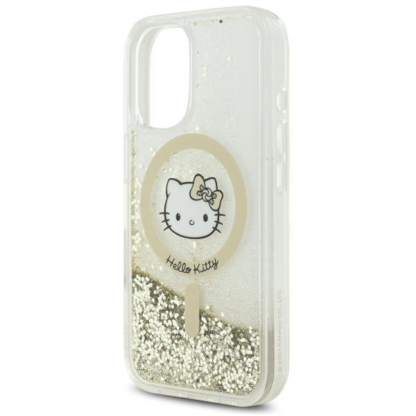 Hello Kitty - Hardcase Liquid Glitter Fever MagSafe (HKHMP16SLGDIH) - iPhone 16 - White/Gold