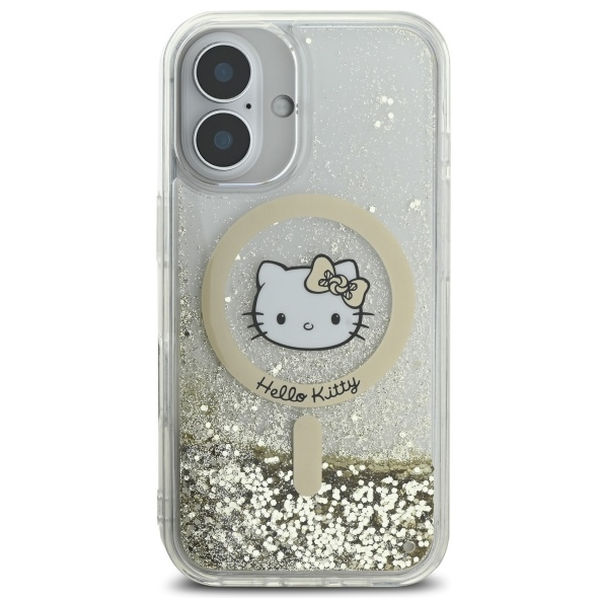 Hello Kitty - Hardcase Liquid Glitter Fever MagSafe (HKHMP16SLGDIH) - iPhone 16 - White/Gold