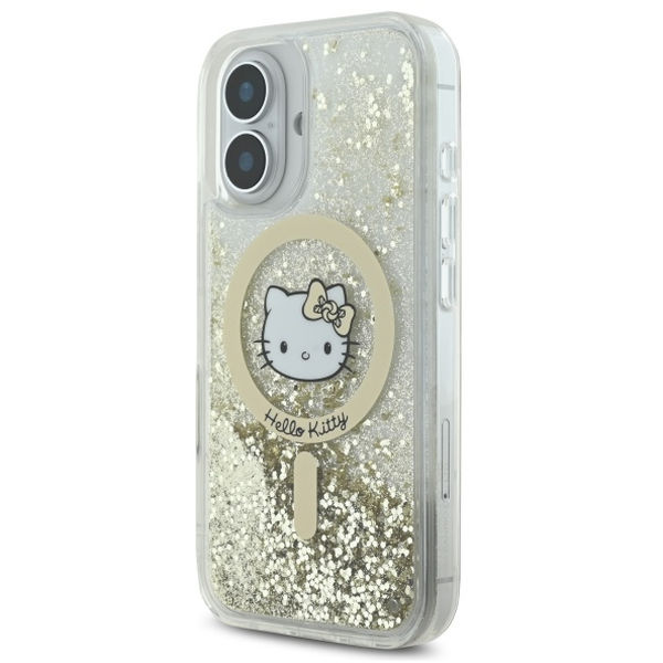 Hello Kitty - Hardcase Liquid Glitter Fever MagSafe (HKHMP16SLGDIH) - iPhone 16 - White/Gold