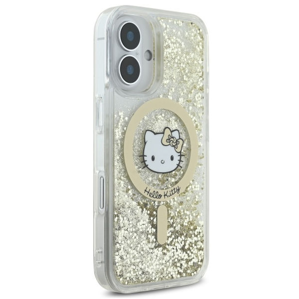 Hello Kitty - Hardcase Liquid Glitter Fever MagSafe (HKHMP16SLGDIH) - iPhone 16 - White/Gold