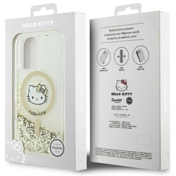 Hello Kitty - Hardcase Liquid Glitter Fever MagSafe (HKHMP16SLGDIH) - iPhone 16 - White/Gold