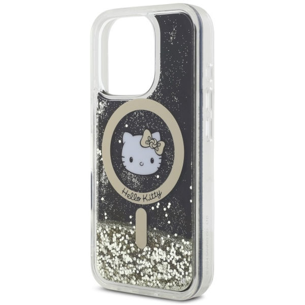 Hello Kitty - Hardcase Liquid Glitter Fever MagSafe (HKHMP16XLGDIK) - iPhone 16 Pro Max - Black/Gold