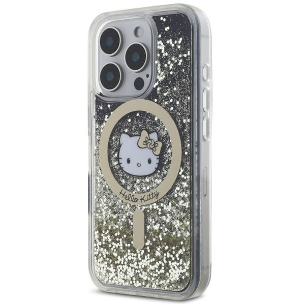 Hello Kitty - Hardcase Liquid Glitter Fever MagSafe (HKHMP16XLGDIK) - iPhone 16 Pro Max - Black/Gold