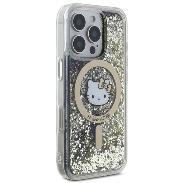 Hello Kitty - Hardcase Liquid Glitter Fever MagSafe (HKHMP16XLGDIK) - iPhone 16 Pro Max - Black/Gold