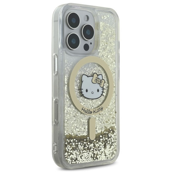 Hello Kitty - Hardcase Liquid Glitter Fever MagSafe (HKHMP16XLGDIH) - iPhone 16 Pro Max - White/Gold