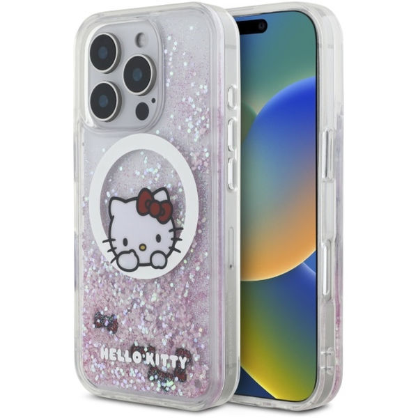 Hello Kitty - Hardcase Liquid Glitter Sweet Kitty Bows MagSafe (HKHMP16XLSWKH) - iPhone 16 Pro Max - White