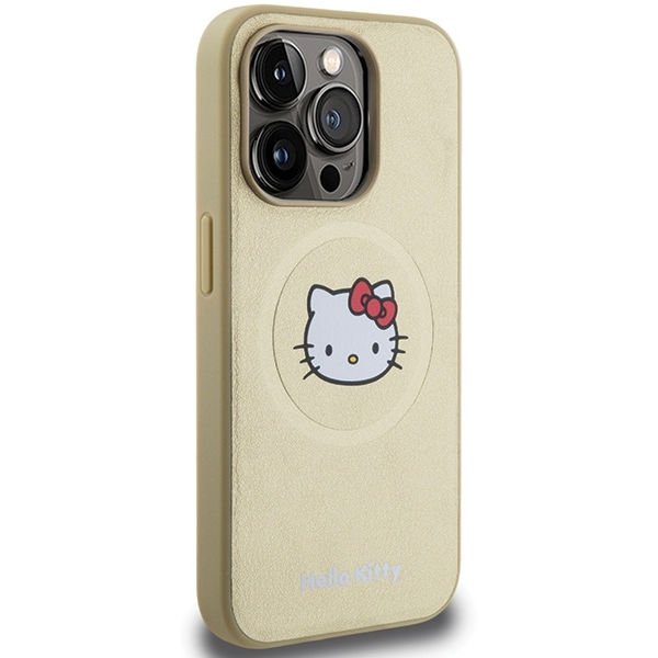 Hello Kitty - Hardcase Leather Kitty Head MagSafe (HKHMP13LPGHCKD) - iPhone 13 Pro - Gold