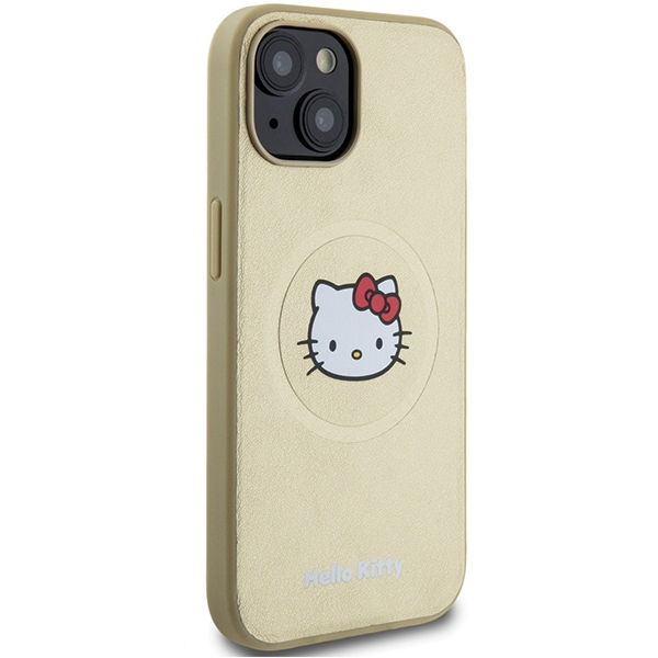Hello Kitty - Hardcase Leather Kitty Head MagSafe (HKHMP14SPGHCKD) - iPhone 14 - Gold